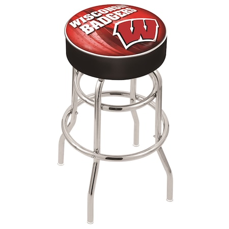 Holland Bar Stool Co 30" Wisconsin "W" Cushion Seat, 2-Ring Chrome Swivel Bar Stool L7C130Wisc-W-D2